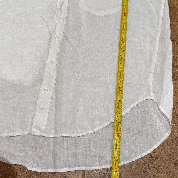 NWOT Frank & Eileen Linen Rose Button Up Shirt XS White Lightweight Coastal - Picture 11 of 11
